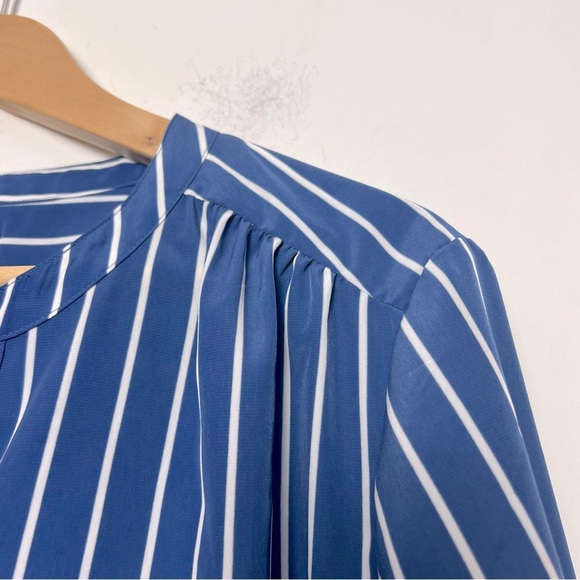 J. Crew Blue White Stripe Long Sleeve Button Popover Shirt Preppy Fall 2024 - Picture 4 of 12